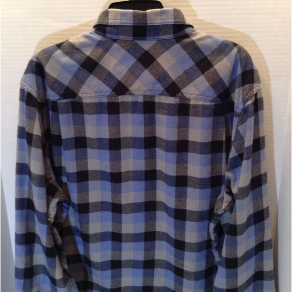 Duluth Trading Shirt Men LT Tall Blue Plaid Flannel 40 Grit Work Gorpcore Grunge - Picture 7 of 10